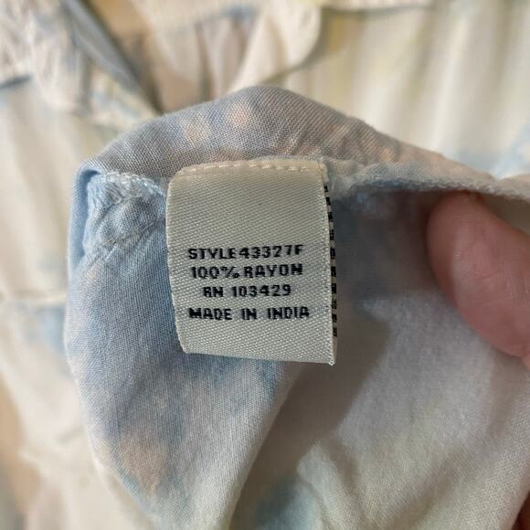 Caffé Marrakesh Tie Dye Button Down Shirt XL Rayon Blue White Short Sleeve - Picture 4 of 7